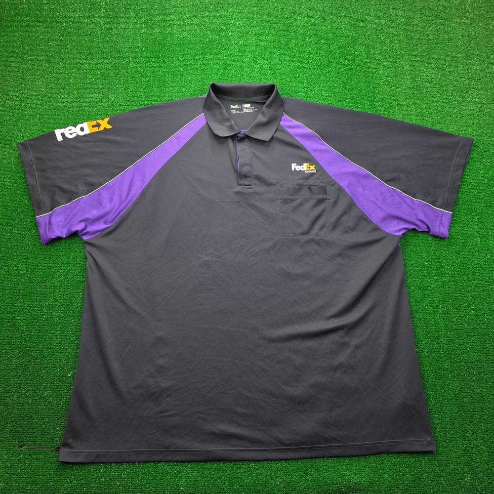 Fedex Ground Polo Shirt Mens 4XL Black Short Sleeve Employee Uniform Work